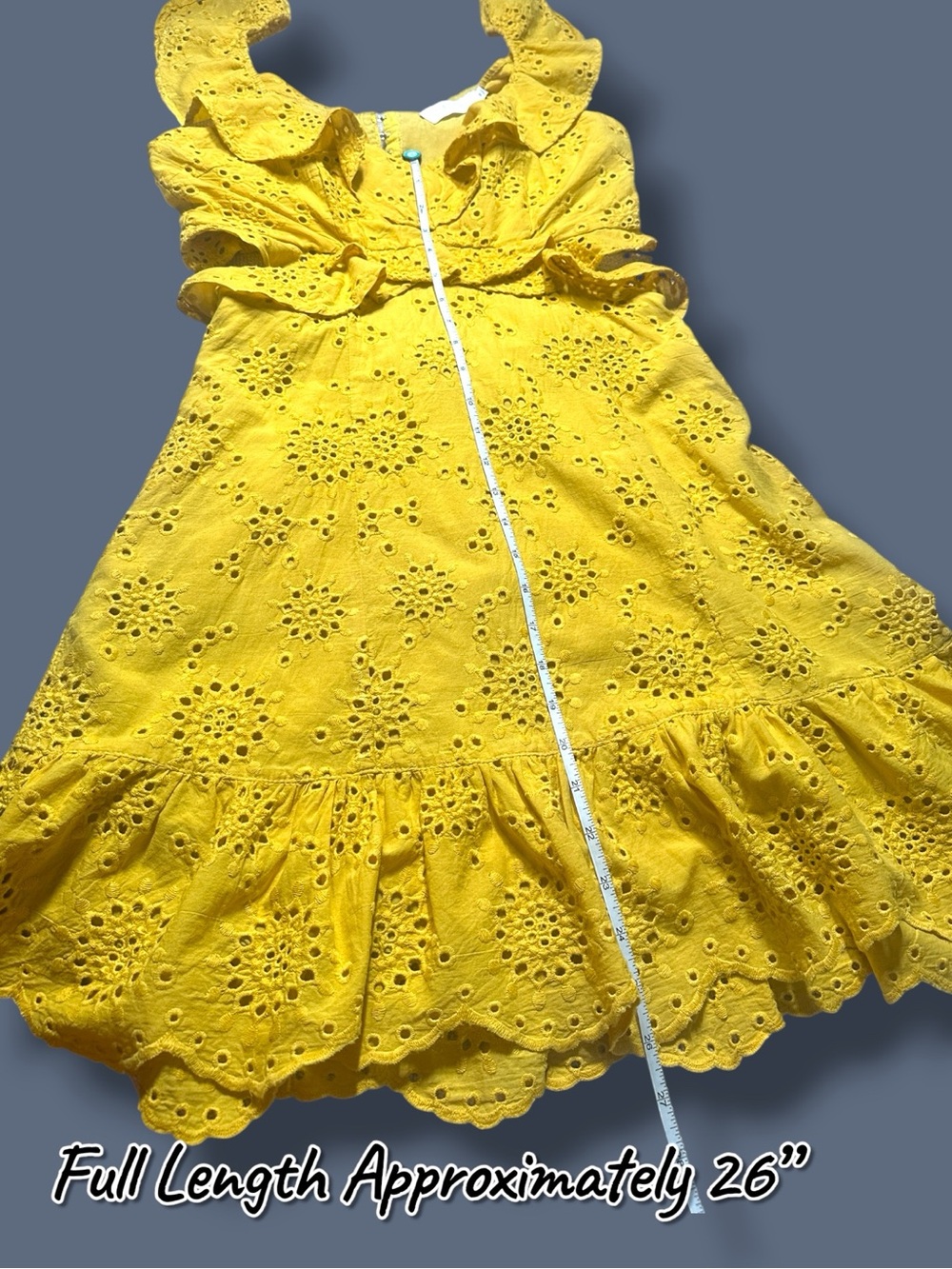 ASTR The Label Open Back and Side Eyelet Dress in Yellow. Size Medium - Picture 9 of 14